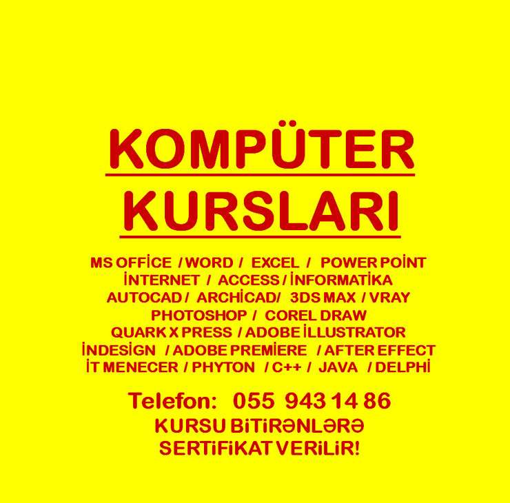 seller.az Kompüter Dizayn montaj ofis proqramları kursu